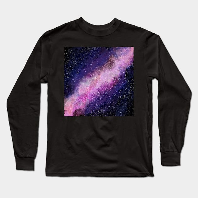 Purple Watercolour Galaxy Long Sleeve T-Shirt by creativebakergb